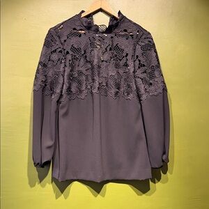 Lela Rose Yoke Black Lace Women's Top